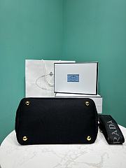 Okify Prada Small Jardiniere Cotton Canvas Handbag In Black 26x19x15cm - 5