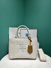 Okify Prada Small Jardiniere Cotton Canvas Handbag In White 26x19x15cm - 1