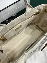 Okify Prada Small Jardiniere Cotton Canvas Handbag In White 26x19x15cm - 5