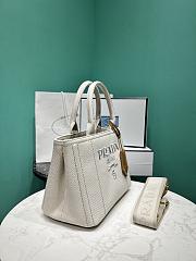 Okify Prada Small Jardiniere Cotton Canvas Handbag In White 26x19x15cm - 4