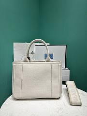 Okify Prada Small Jardiniere Cotton Canvas Handbag In White 26x19x15cm - 3