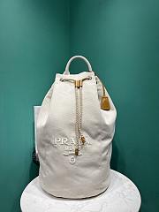 Okify Prada Linen Blend Drawstring Duffel Bag In White 55x34x34cm - 1