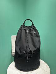 Okify Prada Linen Blend Drawstring Duffel Bag In Black 55x34x34cm - 1