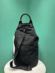 Okify Prada Linen Blend Drawstring Duffel Bag In Black 55x34x34cm - 3