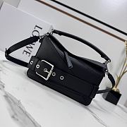Okify Loewe Small Puzzle Biker Bag In Black Shiny Calfskin 24x10.5x16.5cm - 1