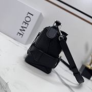 Okify Loewe Small Puzzle Biker Bag In Black Shiny Calfskin 24x10.5x16.5cm - 5