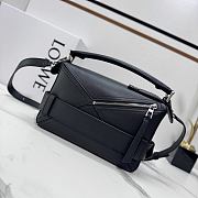 Okify Loewe Small Puzzle Biker Bag In Black Shiny Calfskin 24x10.5x16.5cm - 3