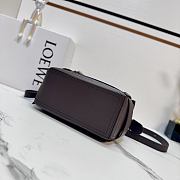 Okify Loewe Small Puzzle Biker Bag In Brown Shiny Calfskin 24x10.5x16.5cm - 5
