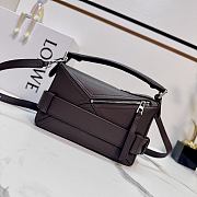 Okify Loewe Small Puzzle Biker Bag In Brown Shiny Calfskin 24x10.5x16.5cm - 2