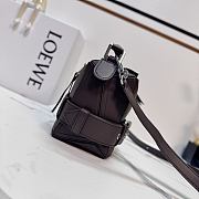 Okify Loewe Small Puzzle Biker Bag In Brown Shiny Calfskin 24x10.5x16.5cm - 4