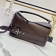 Okify Loewe Large Puzzle Biker Bag In Brown Shiny Calfskin 33x14.7x21.5cm - 1
