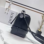 Okify Loewe Large Puzzle Biker Bag In Black Shiny Calfskin 33x14.7x21.5cm - 4