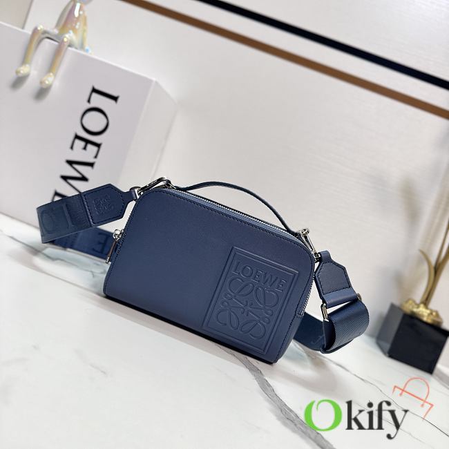 Okify Loewe Mini Crossbody Camera Bag In Satin Calfskin In Dark Blue 18x7x13cm - 1