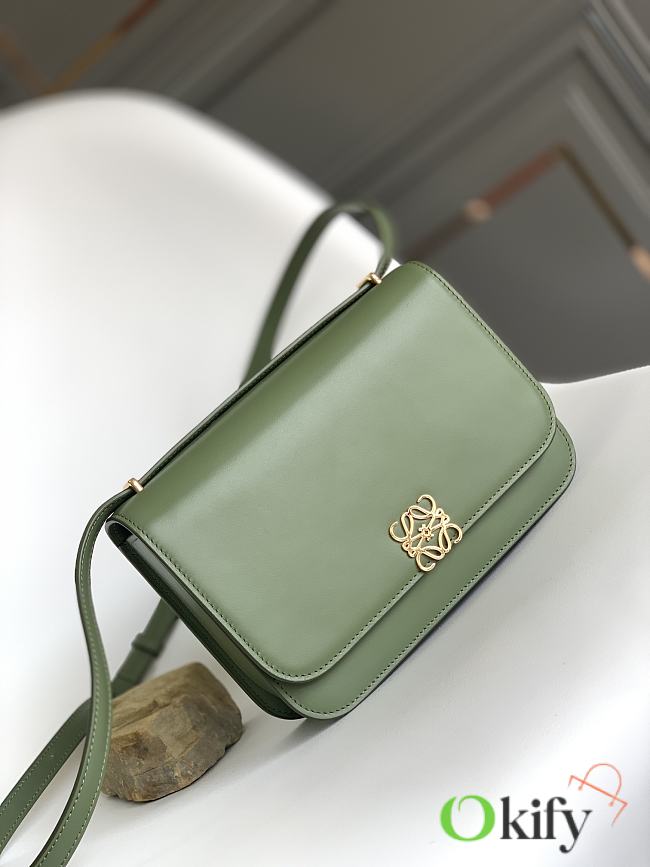 Okify Loewe Goya Bag In Green Silk Calfskin 22.5x16.5x6.5cm - 1