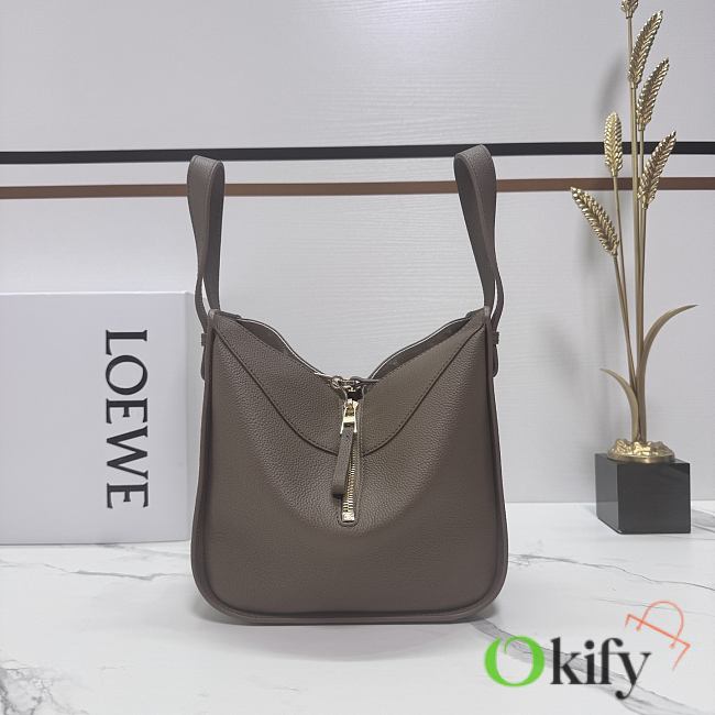 Okify Loewe Compact Hammock Bag In Gray Calfskin 20x19x14cm - 1