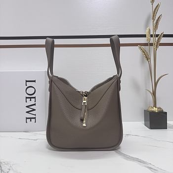 Okify Loewe Compact Hammock Bag In Gray Calfskin 20x19x14cm