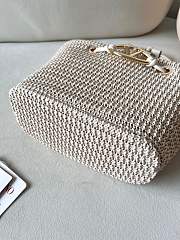 Okify Valentino Small Wicker Tote Bag In White 28x19x9cm - 2