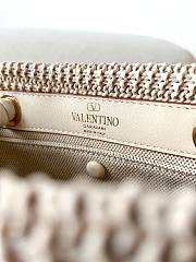 Okify Valentino Small Wicker Tote Bag In White 28x19x9cm - 5