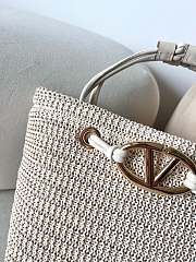 Okify Valentino Small Wicker Tote Bag In White 28x19x9cm - 6
