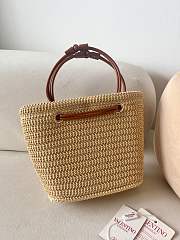 Okify Valentino Small Wicker Tote Bag In Beige 28x19x9cm - 2