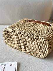 Okify Valentino Small Wicker Tote Bag In Beige 28x19x9cm - 6