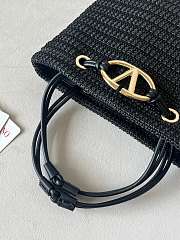 Okify Valentino Small Wicker Tote Bag In Black 28x19x9cm - 2