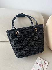Okify Valentino Small Wicker Tote Bag In Black 28x19x9cm - 3