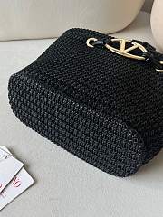 Okify Valentino Small Wicker Tote Bag In Black 28x19x9cm - 4
