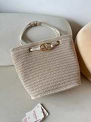 Okify Valentino Large Wicker Tote Bag In White 36x27x16cm - 3