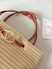 Okify Valentino Large Wicker Tote Bag In Beige 36x27x16cm - 5