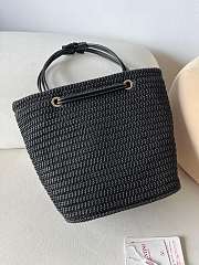 Okify Valentino Large Wicker Tote Bag In Black 36x27x16cm - 5
