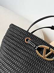 Okify Valentino Large Wicker Tote Bag In Black 36x27x16cm - 2