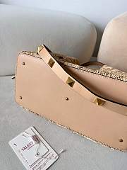 Okify Valentino Large Lace Effect Raffia Tote Bag 35x25x17cm - 3