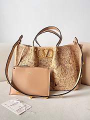 Okify Valentino Large Lace Effect Raffia Tote Bag 35x25x17cm - 2