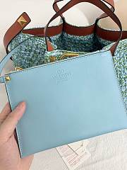 Okify Valentino Large Raffia Crochet Shopping Bag In Blue 35x25x17cm - 4