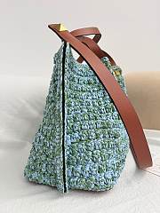 Okify Valentino Large Raffia Crochet Shopping Bag In Blue 35x25x17cm - 6