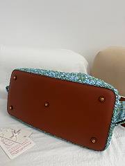 Okify Valentino Large Raffia Crochet Shopping Bag In Blue 35x25x17cm - 3