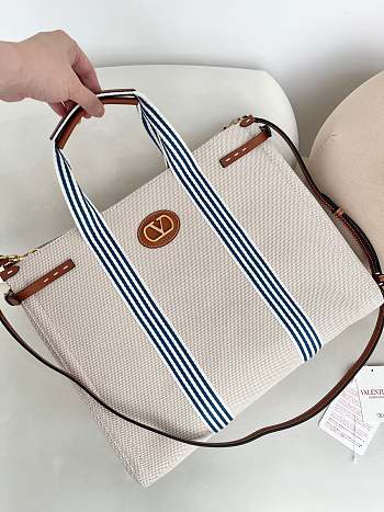 Okify Valentino Garavani Antibes Canvas Bag In Blue 41x33x20cm 