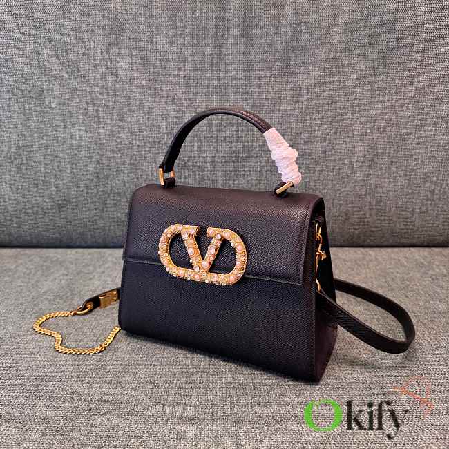 Okify Valentino Garavani Vsling Handbag With Jewel Logo In Black 22x17x9cm - 1