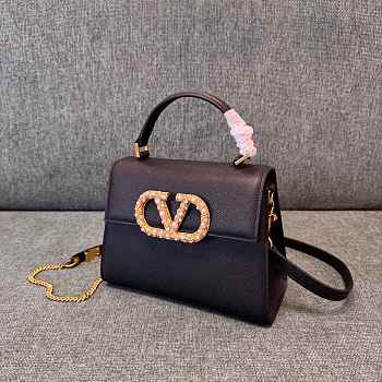 Okify Valentino Garavani Vsling Handbag With Jewel Logo In Black 22x17x9cm