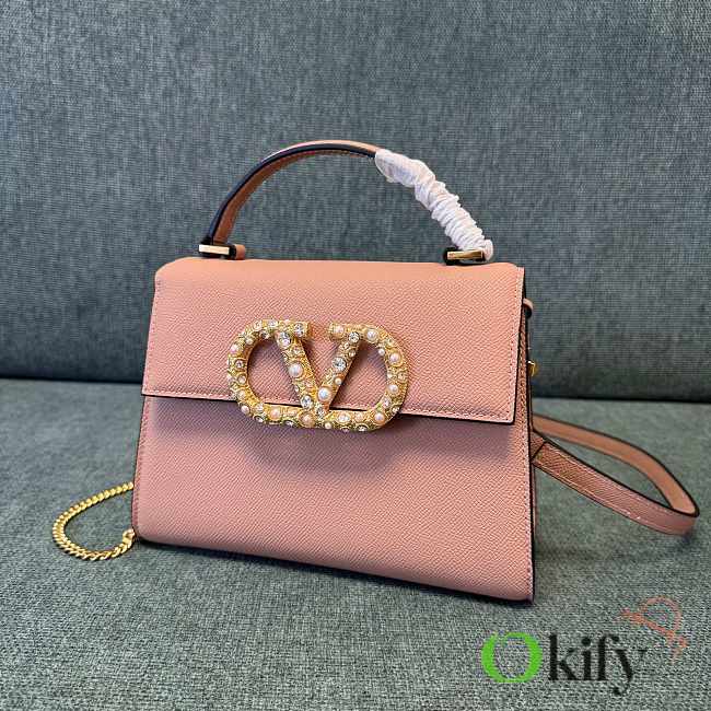 Okify Valentino Garavani Vsling Handbag With Jewel Logo In Pink 22x17x9cm - 1