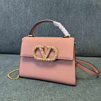 Okify Valentino Garavani Vsling Handbag With Jewel Logo In Pink 22x17x9cm