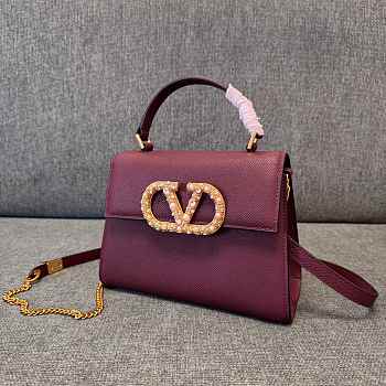 Okify Valentino Garavani Vsling Handbag With Jewel Logo In Dark Red 22x17x9cm