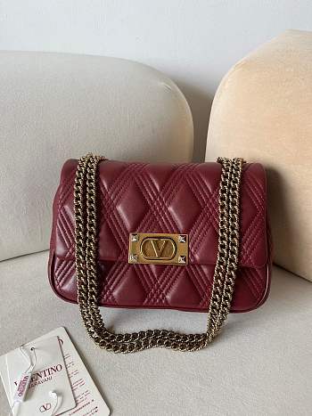 Okify Valentino Medium Quiltie 67 Bag In Dark Red 23x17x8cm