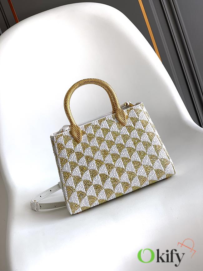 Okify Bvlgari Serpentine Duo Top Handle Bag In White And Gold 21.5x15x6cm - 1