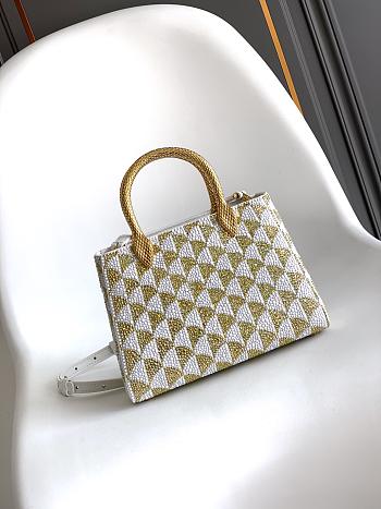 Okify Bvlgari Serpentine Duo Top Handle Bag In White And Gold 21.5x15x6cm