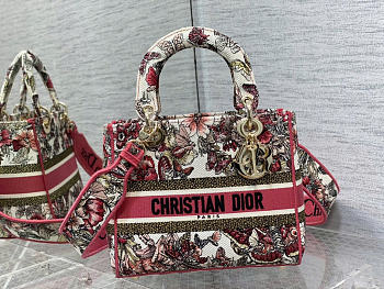 Okify Dior Medium Lady D-lite Bag In Pink Butterfly Embroidery 24cm