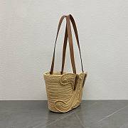 Okify Celine Small Panier Bag With Triomphe Braided Raffia 26x12x20cm - 2