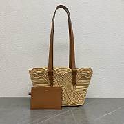Okify Celine Small Panier Bag With Triomphe Braided Raffia 26x12x20cm - 1