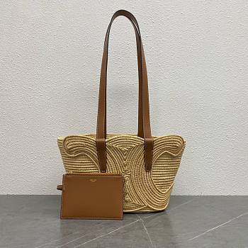 Okify Celine Small Panier Bag With Triomphe Braided Raffia 26x12x20cm